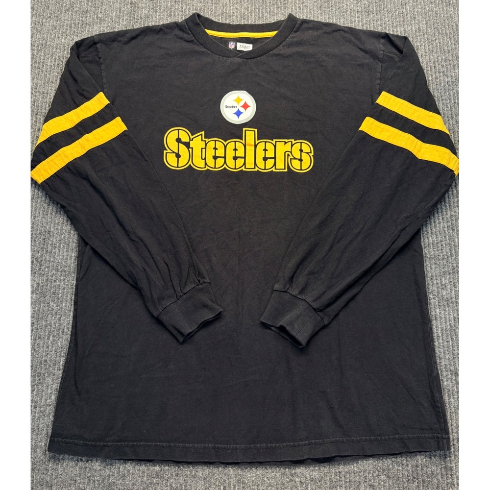 NFL Team Apparel Pittsburgh Steelers Long Sleeve Shirt Mens Large Black Gold